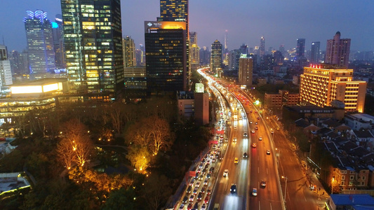 4k上海城市车流夜景风光视频