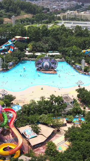 高清航拍广州长隆水上乐园超级造浪池航拍中国61秒视频