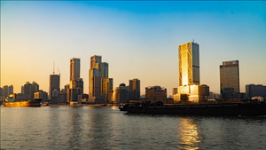 8K上海北外滩落日城市高楼大厦蓝天夕阳延时摄影18秒视频