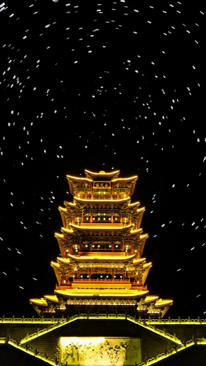 北京永定楼环绕星轨之动态北京夜景10秒视频