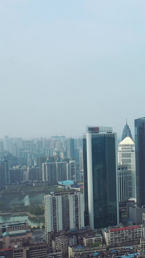 航拍武汉城市中央商务区金融中心地标大楼CBD31秒视频