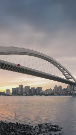 上海卢浦大桥日落延时黄浦江15秒视频