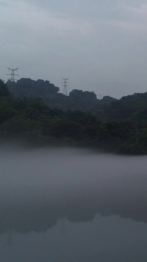 高清航拍5A景区郴州小东江云雾江边24秒视频