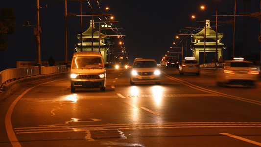 城市夜景灯光交通道路车流4k素材视频
