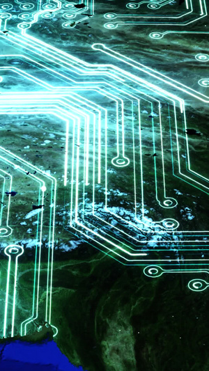 地球信号运动路线背景电路，5G信号40秒视频