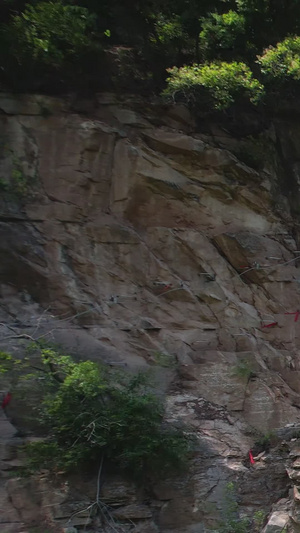 航拍5A景区云台山攀岩视频世界地质公园43秒视频