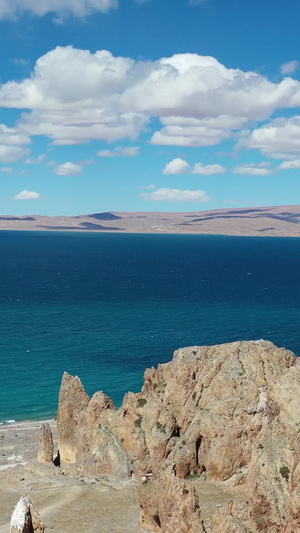 航拍高原湖泊西藏纳木错自然风光40秒视频