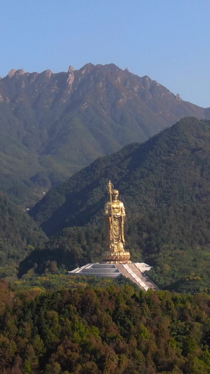 航拍5A级景区九华山99米高地藏王菩萨雕塑视频旅游景区56秒视频