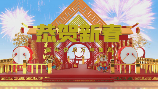 震撼三维春节中国风片头AE模板视频