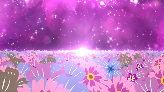 七夕紫色唯美花海动态大气粒子光效舞台背景视频素材视频