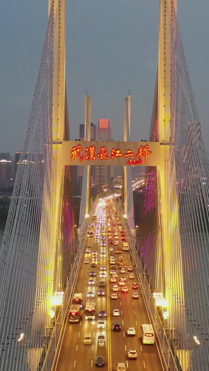 武汉长江二桥夜景航拍视频武汉夜景34秒视频