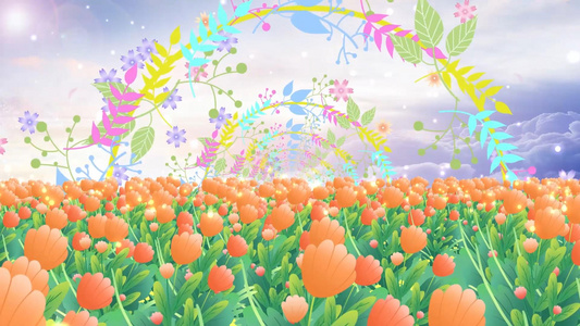 唯美清新粒子花海动态花朵舞台背景视频视频