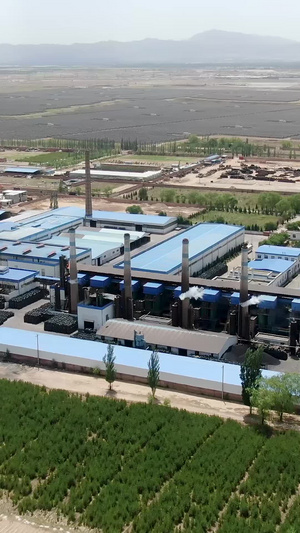 航拍活性炭制造工厂生产线116秒视频