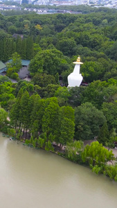 5A风景区扬州瘦西湖地标小金山航拍江苏旅游视频