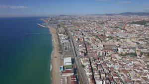 海滩海洋铁路和旅馆巴塞罗纳西班牙18秒视频