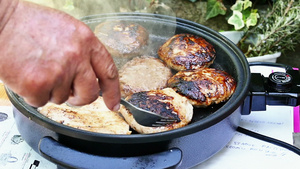 烤熟的肉慢动27秒视频