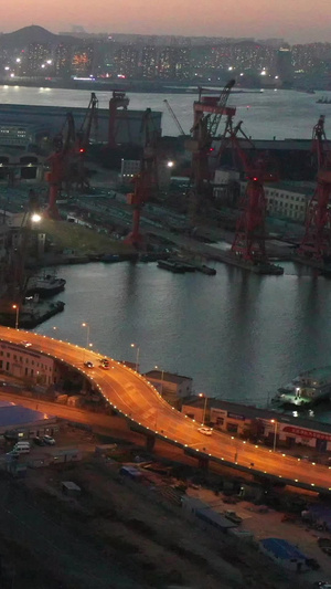 大连城市交通夜景航拍视频无人机32秒视频