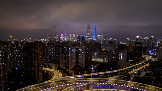 魔都城市交通夜景航拍视频