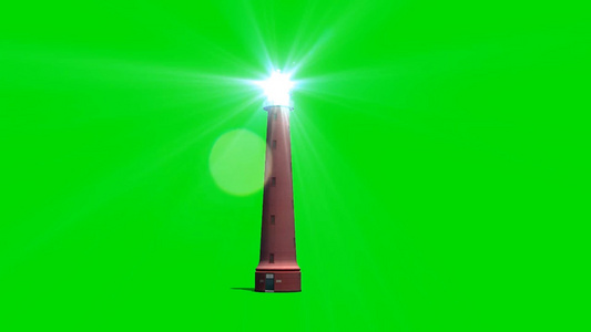 亮着旋转的灯塔绿幕素材视频
