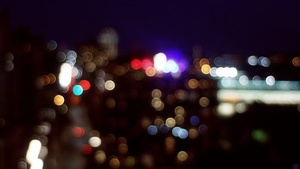 夜灯模糊的纽约市中心24秒视频