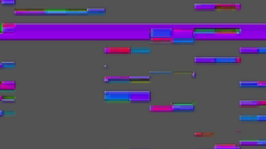 在屏幕上播放带有颜色和灰色噪音缺陷的干扰4k视频