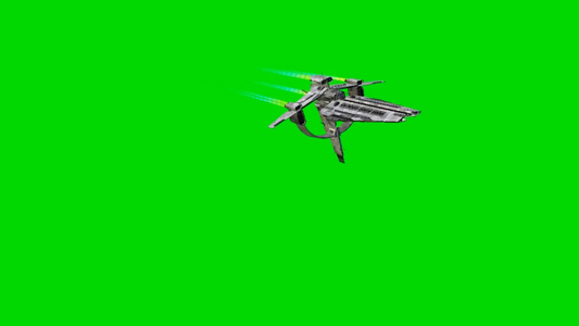绿色屏幕上的太空梭飞过二不明飞行物飞船视频