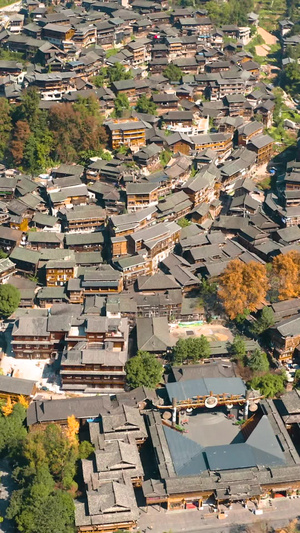 航拍贵州黔东南风景区西江千户苗寨苗族风景区56秒视频