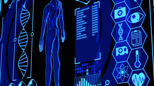 3d人类模型在医学前期休眠显示屏幕上旋转包括图标数字21秒视频