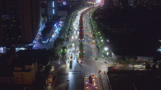 城市夜景交通4K航拍[灯光灿烂]视频