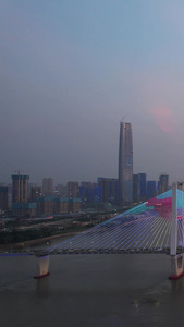 航拍城市武汉长江二桥庆祝建党100周年献礼演出灯光秀素材城市素材视频
