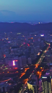 深圳城市天际线航拍夜景深圳夜景视频