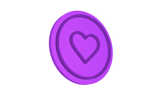 心脏3D图标紫色Alpha频道视频