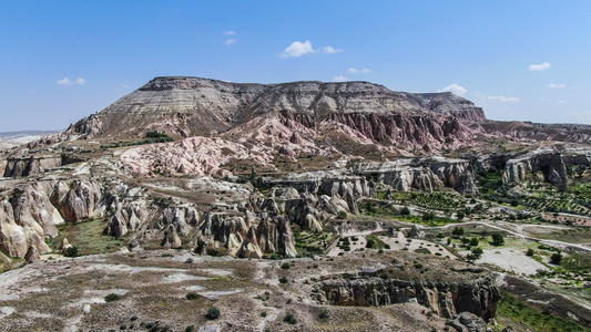 无人机航拍土耳其著名旅游胜地卡帕多西亚喀斯特地貌视频