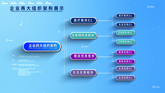 简洁商务公司组织框架图AE模板视频