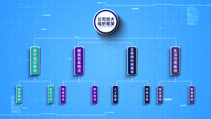 简约科技商务组织框架图展示AE模板40秒视频