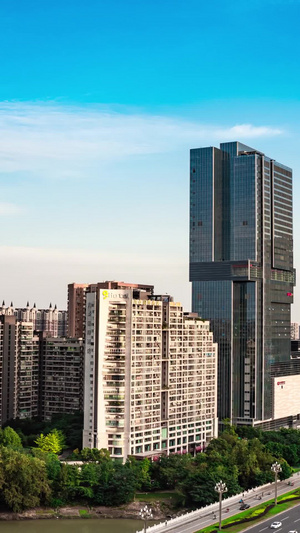 成都城市蓝天延时摄影城市交通10秒视频