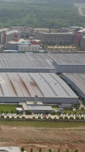 高清航拍超大厂房复工复产长方形的厂区93秒视频