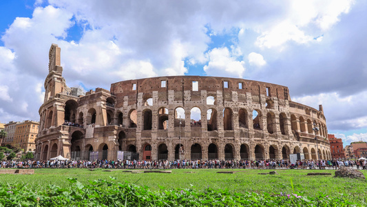 意大利首都罗马著名历史建筑罗马斗兽场延时视频视频