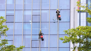 外墙清洗城市高楼绿化高空作业24秒视频