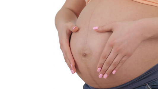 孕妇的肚子被幻灯片所覆盖视频