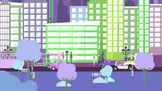 扁平矢量城市建筑商业mg图形动画视频