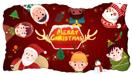 动漫卡通e3d红色圣诞节快乐AE模板视频