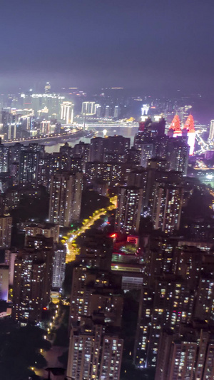 重庆商圈CBD夜景航拍延时城市CBD12秒视频