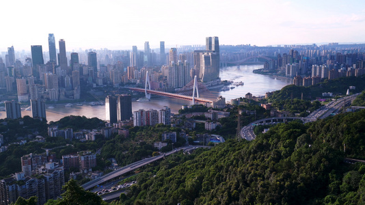 南山俯瞰重庆山城4K实拍素材视频
