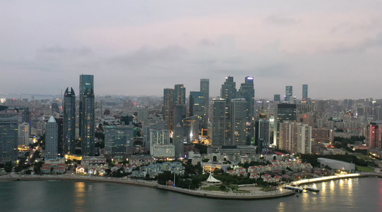 青岛城市风光夜景航拍4K视频视频