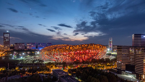 4k北京鸟巢夜景延时10秒视频