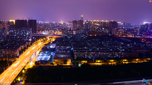 4K俯瞰城市漂亮夜景交通14秒视频