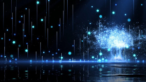七夕蓝色唯美动态光效粒子花朵舞台背景30秒视频