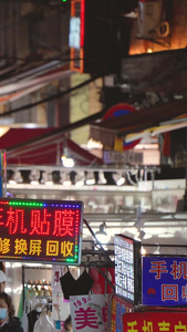 城市夜晚逛街购物的人流夜景素材夜市素材视频