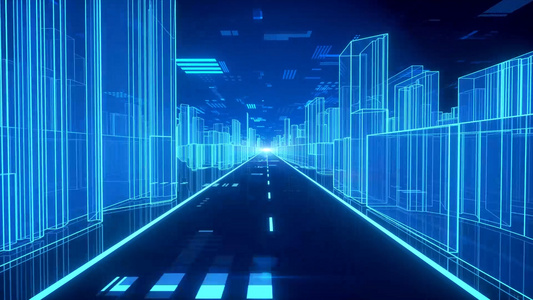 科技虚拟城市穿梭循环动画视频